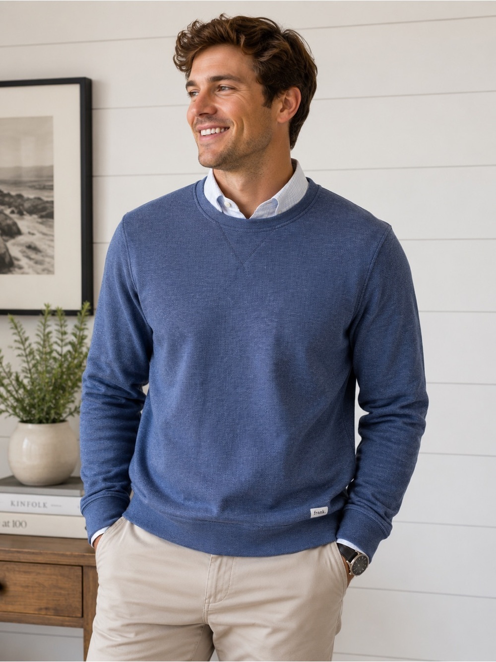 Oak & Fort Blue Men's Crewneck - S